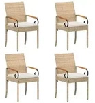 vidaXL Gartenst&uuml;hle 4 pcs Beige und Cremewei&szlig; Poly-Rattan und Akazie