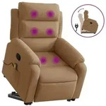 vidaXL Massagesessel mit Aufstehhilfe Braun Samt