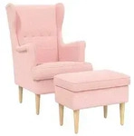 vidaXL Sessel mit Fu&szlig;hocker 2 stk. Rosa Boucl&eacute;