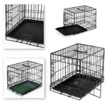 lionto Transportk&auml;fig f&uuml;r Katzen aus Metall, stabil & klappbar mit Trennwand &