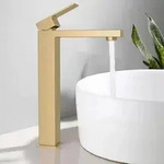 Wasserhahn Bad Gold - Waschtischarmatur Hoch aus Edelstahl mit Ger&auml;uscharmem