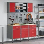 vidaXL 7-tlg. Werkbank-Set Rot Stahl
