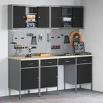 vidaXL 10-tlg. Werkbank-Set Schwarz Stahl