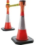 Leitkegelaufsatz orange, Gurt gelb/schwarz diag.gestreift 9m