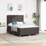 vidaXL LED Boxspringbett mit Matratze Dunkelbraun 160x200 cm Stoff