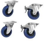 ROADINGER Set Lenkrollen 100mm blau 2x RD-100 + 2x RD-100B mit Bremse
