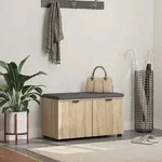 vidaXL Flurbank mit Kissen mit Regal Sonoma-Eiche 80 x 38 x 46 cm