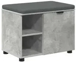 vidaXL Flurbank mit Kissen mit Regal mit T&uuml;r Betongrau 60 x 38 x 46 cm