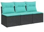 vidaXL Garten-Sofa mit Kissen Schwarz 165 x 62 x 69 cm Poly Rattan