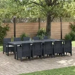 vidaXL 11-teiliges Garten Essset mit Kissen Anthrazit Poly-Rattan