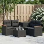vidaXL Sofa Set 6 stk. Schwarz Polyrattan und Stahl