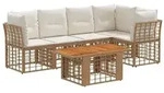 vidaXL Gartensofa-set 6 stk. Nat&uuml;rlich und Cremwei&szlig; Poly-Rattan