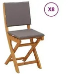 vidaXL Au&szlig;en Bistro-St&uuml;hle mit Kissen 8 pcs Dunkelgrau 38 x 46 x 85 cm