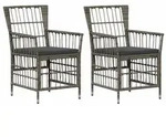 vidaXL Gartenst&uuml;hle 2 stk. Grau PE Rattan, Stahl und Polyesterstoff