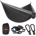 H&auml;ngematte Camping Fallschirm Nylon Schwarz&grau 300 x 200 cm