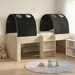 vidaXL Hochbett f&uuml;r Kinder mit Tunnel 3 Stk. Sonoma Eiche und Schwarz