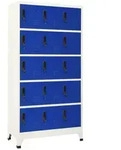 vidaXL Schlie&szlig;fachschrank Grau und Blau 90x40x180 cm Stahl