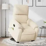 vidaXL Massagesessel mit Aufstehhilfe Beige Mikrofasergewebe