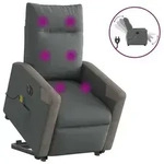 vidaXL Elektrischer Massagesessel mit Aufstehhilfe Dunkelgrau Stoff