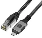 USB 3.2 Type-C Ethernet-Kabel, C/M zu RJ45/M, 5m, 1 Gbit/s aktiv schwarz/silber