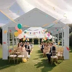LZQ Pavillon 4x8 Meter mit Dachplane aus 170g/m2 PE & Seitenteilen mit Fenster,