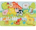 goki 57392 Steckpuzzle Bauernhoftiere 30 x 21 x 2,4 cm, Holz, 8 Teile, bunt