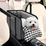 Hundesitz Auto Mittelkonsole Reise Booster Grau mit Sicherheitsgurt