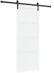 vidaXL Schiebet&uuml;r Wei&szlig; und Schwarz 83 x 202 cm Massives Kiefernholz