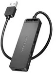 5 in 1 USB 2.0 Hub mit 4 Ports und USB-A Kabel Vention in Schwarz 480 Mbit/s 0,15m