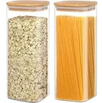 Vorratsdosen 2200ml Glas Bambusdeckel M&uuml;sli Nudeln Reis 2 Pack 2200ml