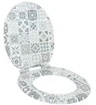 vidaXL Soft-Close Toilettensitz Blau und Wei&szlig; Porzellan 44 x 38 cm