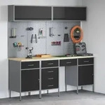 vidaXL 10-tlg. Werkbank-Set Schwarz Stahl