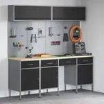 vidaXL 10-tlg. Werkbank-Set Schwarz Stahl