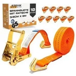 10 St&uuml;ck Spanngurte 6m x 2000kg mit Ratsche und Haken - 35mm Zurrgurte mit...