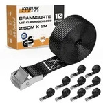 10 St&uuml;ck Spanngurte 2mx 250kg mit Klemmschloss - 25mm Zurrgurte f&uuml;r Fahrrad -