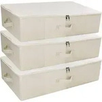 Unterbettbox Stoff faltbar starr Organizer Kleidung Beige 3 St&uuml;ck