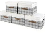Aufbewahrungsbox faltbar Deckel Patchwork 5 St&uuml;ck 5-St&uuml;ck Grau-wei&szlig;