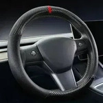 Lenkradabdeckung Carbon f&uuml;r Tesla Model 3/Y Schwarz in Lederoptik