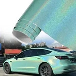 Blueshyhall Autofolie Gr&uuml;n Glitzer, Autofolie Gr&uuml;n Gl&auml;nzend mit Regenbogen...