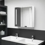 vidaXL LED-Spiegelschrank f&uuml;rs Bad Gl&auml;nzend Wei&szlig; 62x14x60 cm