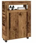 vidaXL Badschrank Schmal mit Rollen Altholz-Optik Holzwerkstoff
