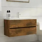 vidaXL Waschbeckenschrank R&auml;uchereiche 90x38,5x45 cm Holzwerkstoff