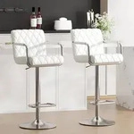 Barhocker 2er Set, h&ouml;henverstellbar, 360&deg; drehbar, mit Armlehnen,...