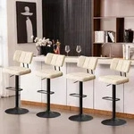 Barhocker 4er Set h&ouml;henverstellbar 360&deg; drehbar beige in Lederoptik