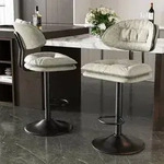 Barhocker 2er Set, Ergonomische Gepolsterte Barhocker mit R&uuml;ckenlehne,...