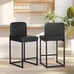 ALPHA HOME Barhocker 2er Set mit Lehne und Fu&szlig;st&uuml;tze, Stahlrahmen, Schwarz in