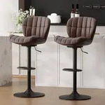 Barhocker 2er Set h&ouml;henverstellbar 360&deg; drehbar braun in Lederoptik