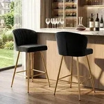 Ya-Home Barhocker 2er Set aus Samt, Moderne Barhocker mit gequilteter...