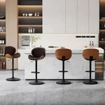 Barhocker 4er Set, Barstuhl H&ouml;henverstellbar aus Kunstleder & Massivholz,