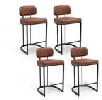 Barhocker 4er Set, Moderne Barstuhl mit Metallf&uuml;&szlig;en Dickes Sitzpolster aus PU